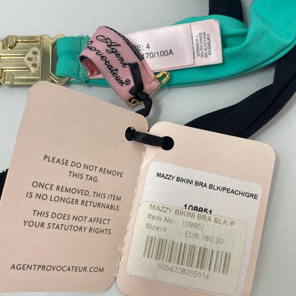 Agent Provocateur Mazzy Peach Black Bikini Set NWT - Picture 11 of 12